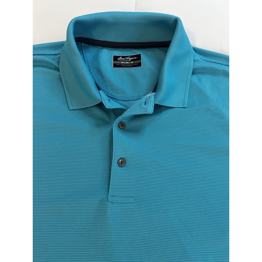 Ben Hogan Performance Polo‎ Shirt Mens XL Aqua Blue Textured Golf Athletic